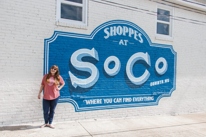 Murals in Corinth Mississippi - Shoppes at SoCo blue mural