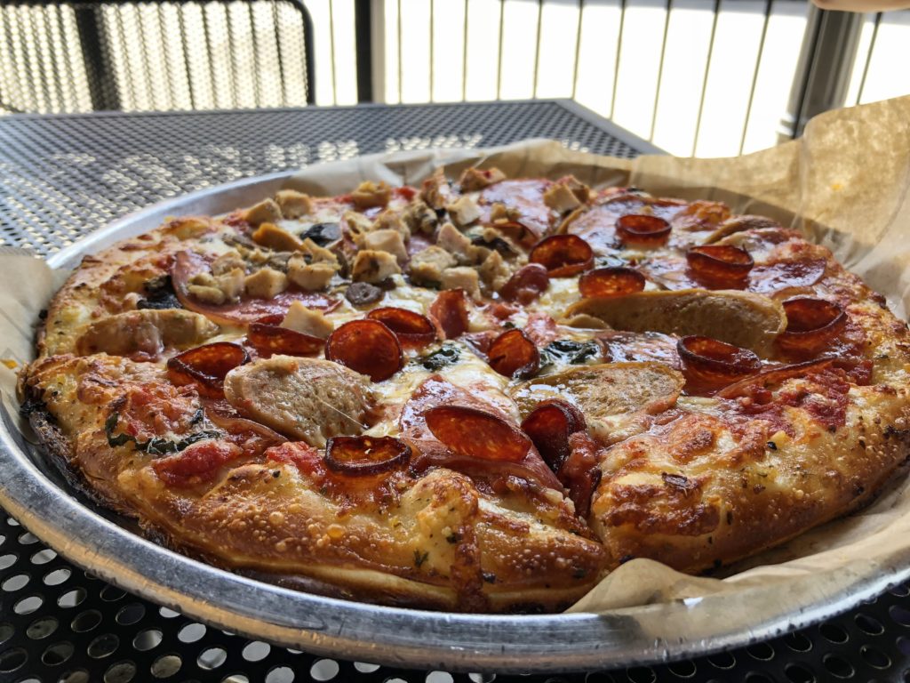 italian pepperoni and sausage pizza at pieology in huntsville alabama