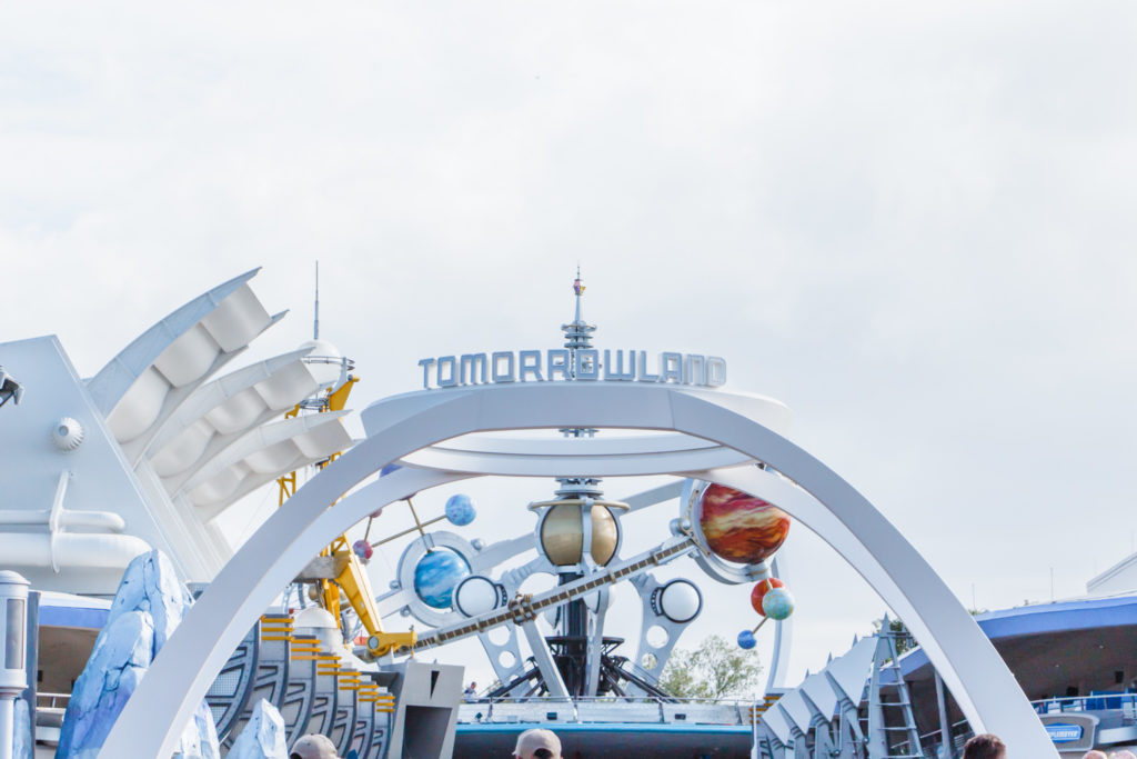 tommorowland sign in Disney World magic kingdom Astro Orbiter
