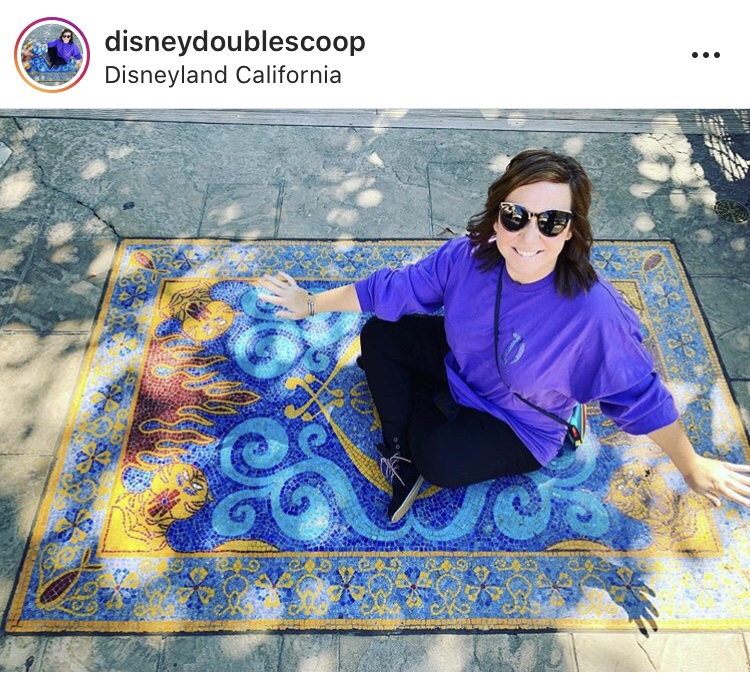 disney double scoop girl with purple t shirt on aladdin's magic carpet