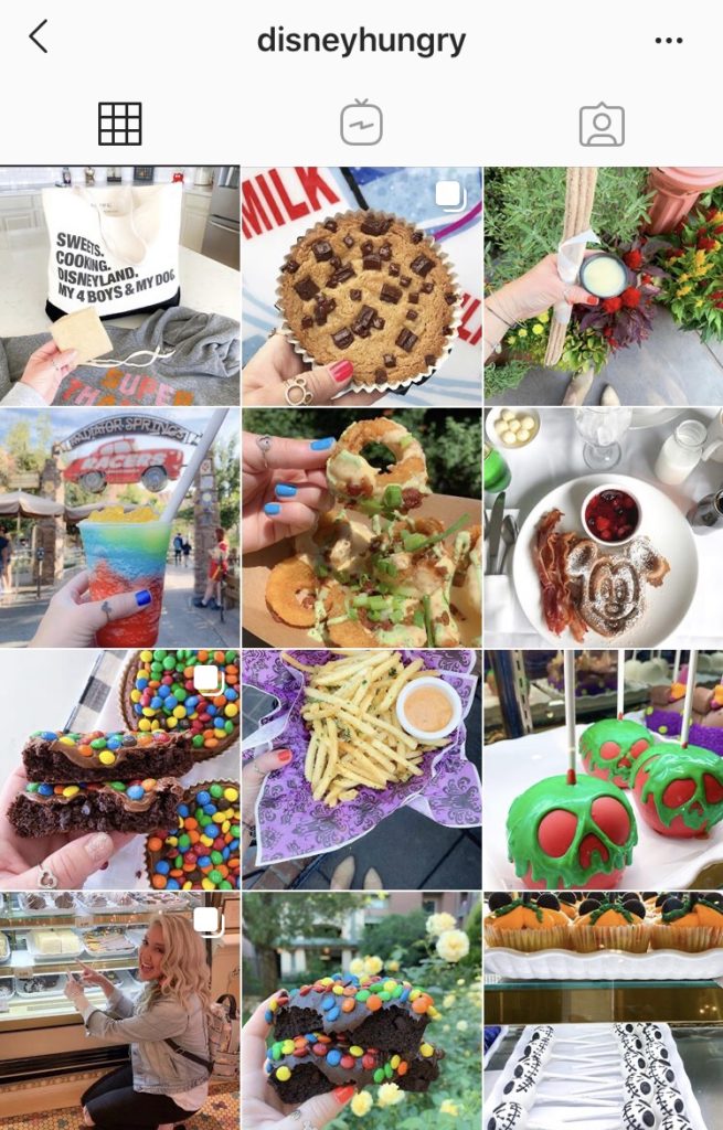 disney hungry instagram feed with disney world and disney land food