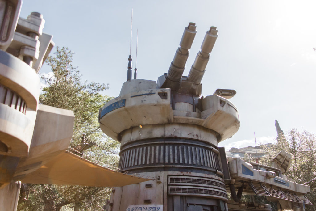 Rise of the Resistance entrance gun turret at Star Wars galaxy's edge Disney World Hollywood Studios Orlando Florida