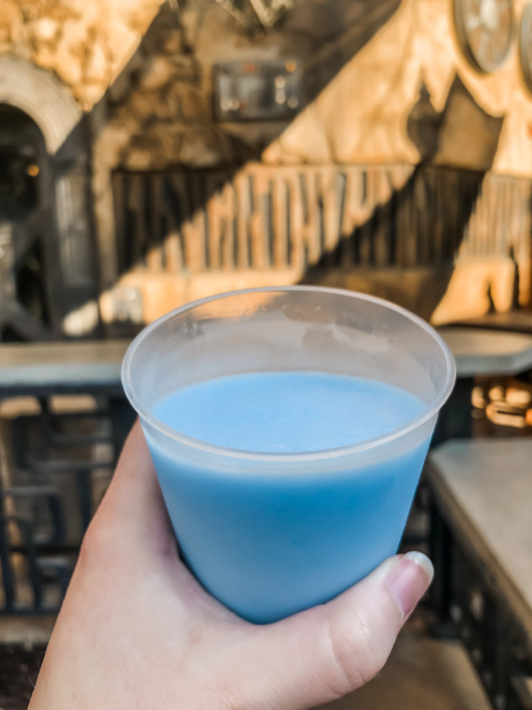 blue milk in batuu Star Wars galaxy's edge Disney World Hollywood Studios at docking bay 7 milk stand