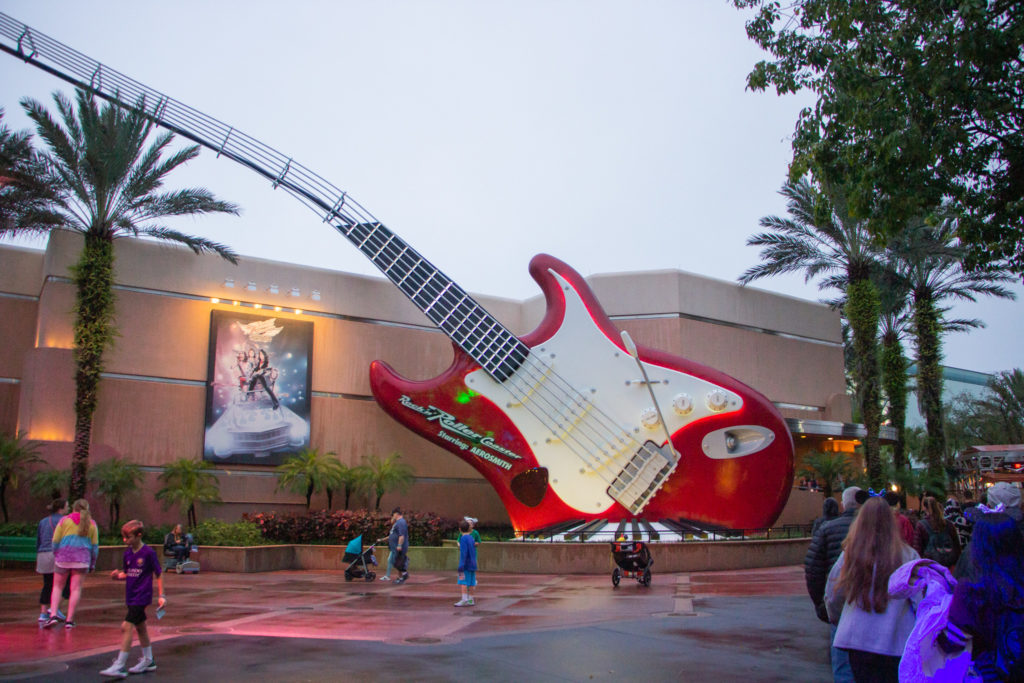 rock n rollercoaster giant red electric guitar Aerosmith in Disney's Hollywood Studios Disney World Orlando Florida