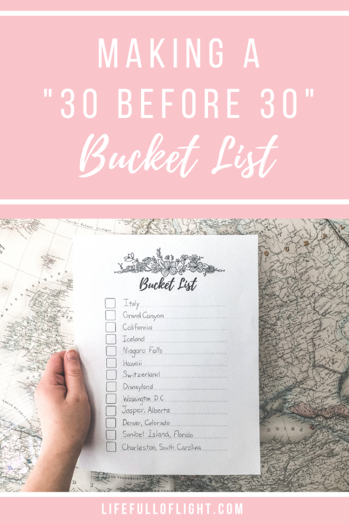 making a 30 before 30 bucket list