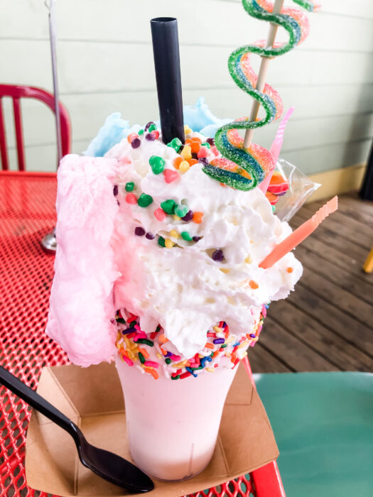 Day Trip to Long Beach, Mississippi - Candy Shop Outrageous Shake milkshake at Ed's Burger Joint in Hattiesburg, MS