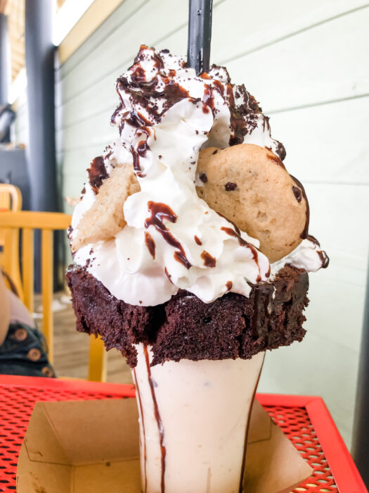 Bake Sale Outrageous Milkshake at Ed's Burger Joint in Hattiesburg, Mississippi, Day trip to Long Beach|
