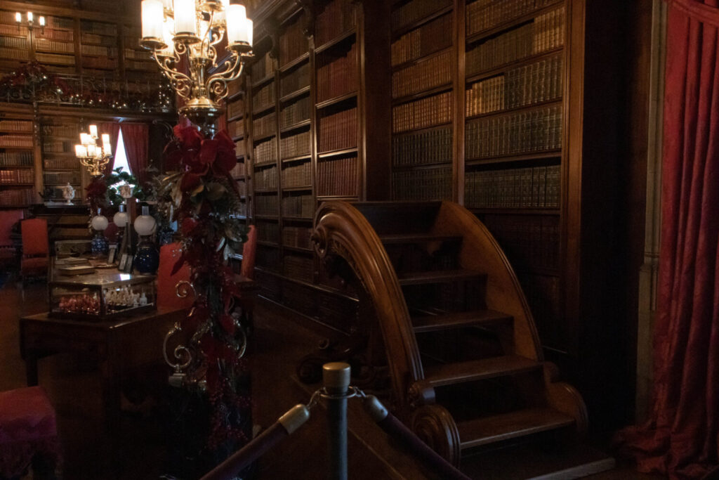 Why You Should Visit the Biltmore Estate at Christmas Time - the massive library and moving staircase
