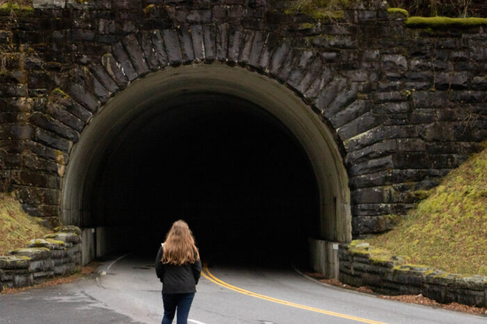 Great Smoky Mountain National Park - dark tunnel at the top of the mountain