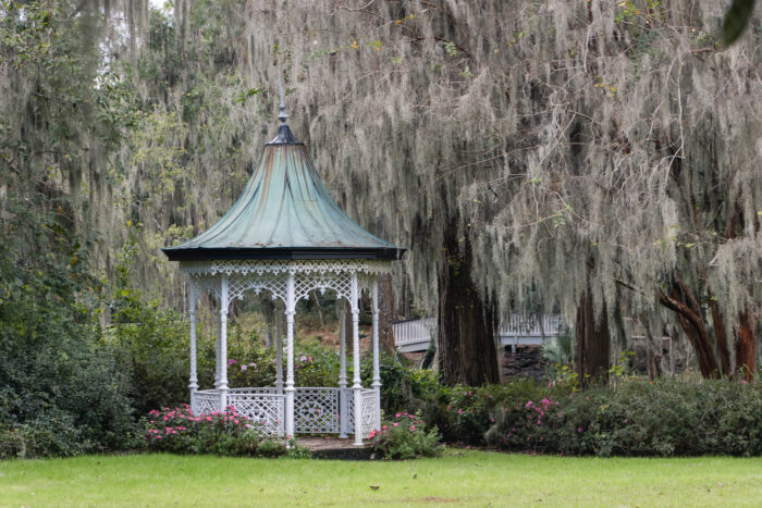 Exploring Historic Magnolia Plantation and Gardens in Charleston, South Carolina - White gazebo