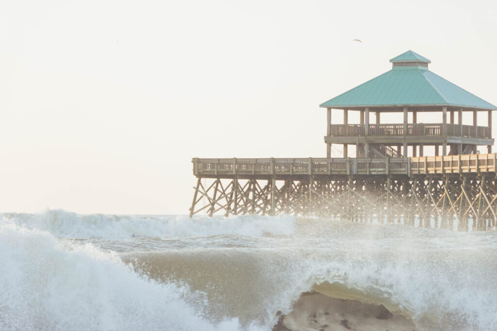 Why you should stay at Folly Beach near Charleston - Waves in front of the pier