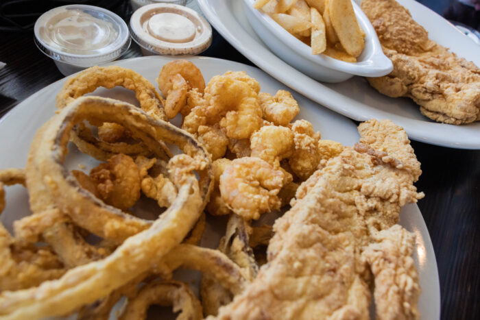 Weekend Getaway to Gulf Coast of Mississippi - Steve's Marina Restaurant Fried fish, shrimp, and onion rings