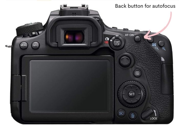 Canon EOS 90D DSLR Camera back view - back button autofocus