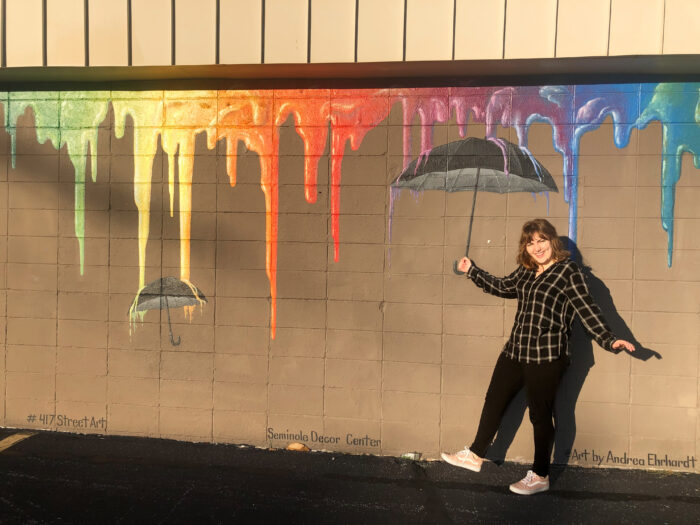 Murals in Springfield Missouri - Rainbow Paint Umbrellas Street Art