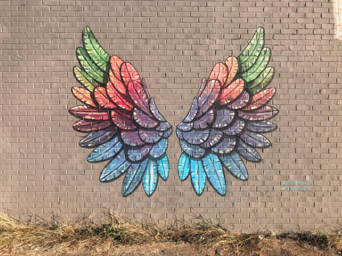 Murals in Springfield Missouri - Rainbow Feather Wings Street Art