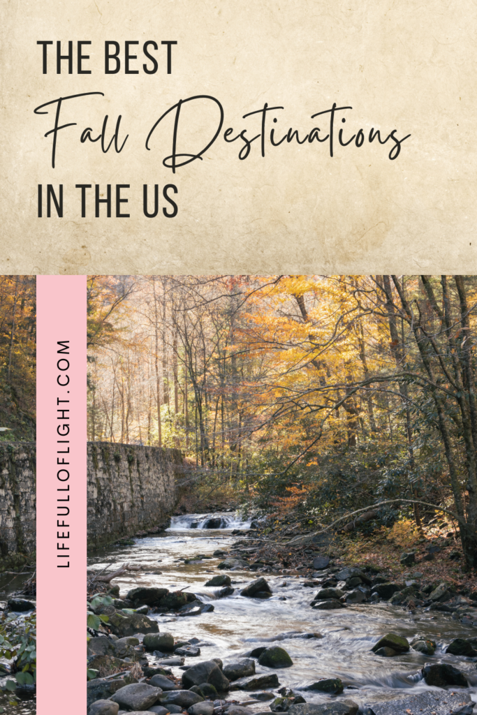 The Best Fall Destinations in the United States - Grab your sweaters and get ready to travel! Whether you're a leaf-peeper or a road-tripper, we've got the top US destinations to make your fall unforgettable! From cozy Smoky Mountain towns to serene PNW vistas, get inspiration for your next fall vacation. Experience the best of the US fall foliage. Ready to fall in love with autumn all over again? Check out our blog post now!